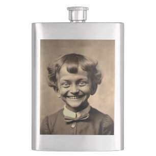 Funny Deranged lächelnd Kid Flask Flachmann