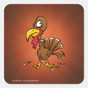 Funny Derp Turkey Cartoon Quadratischer Aufkleber