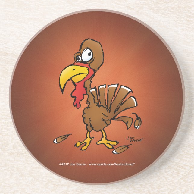 Funny Derp Turkey Cartoon Sandstein Untersetzer (Vorne)
