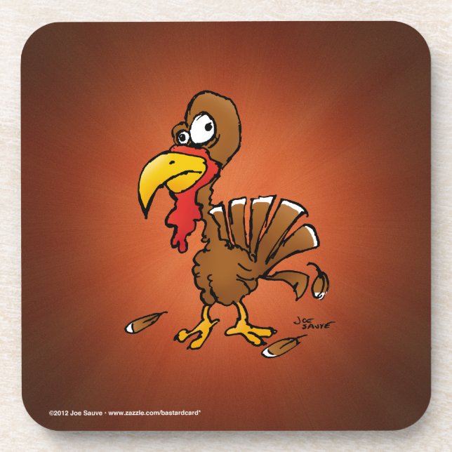 Funny Derp Turkey Cartoon Untersetzer (Vorderseite)