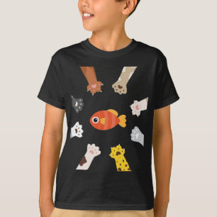 Funny Design Katzen Spiel zu fangen Fisch T-Shirt
