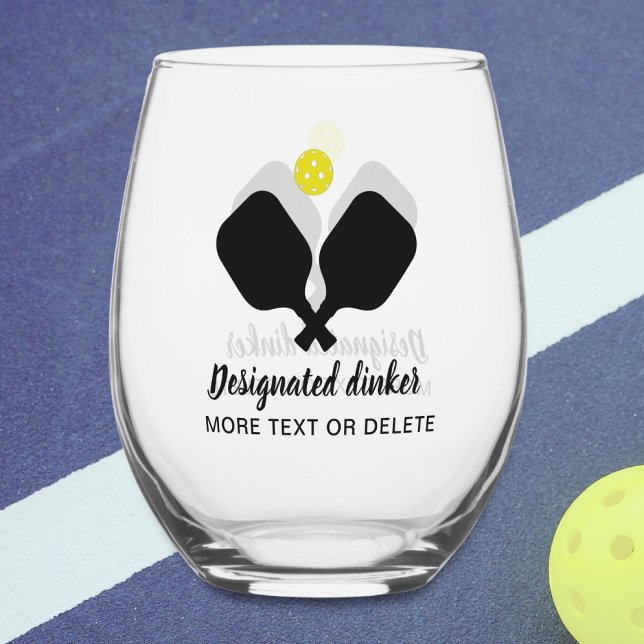 Funny Designated Dinker Personalisiert Pickleball Weinglas Ohne Stiel (Von Creator hochgeladen)