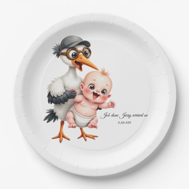 Funny designed paper plates baby shower adjust  pappteller (Vorderseite)