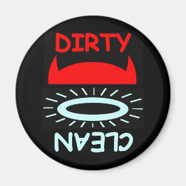 Funny Devil Angel Dirty Clean Round Geschirrspüler Magnet