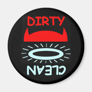 Funny Devil Angel Dirty Clean Round Geschirrspüler Magnet