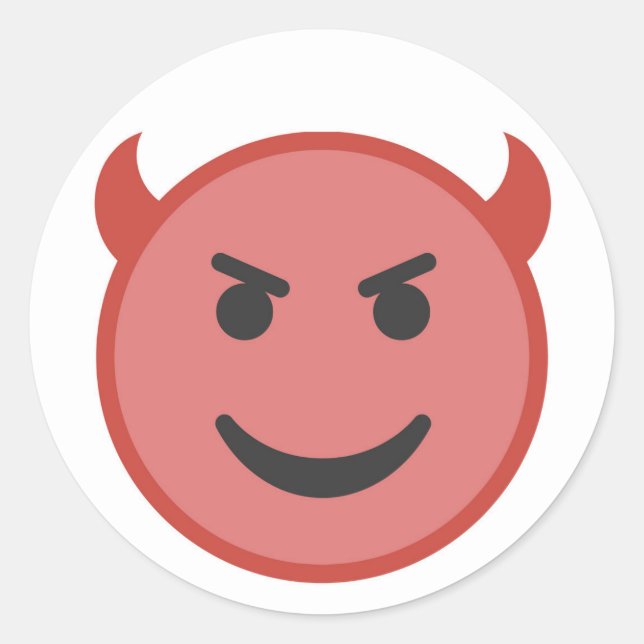Funny Devil Emoji Red Smile Runder Aufkleber (Vorderseite)