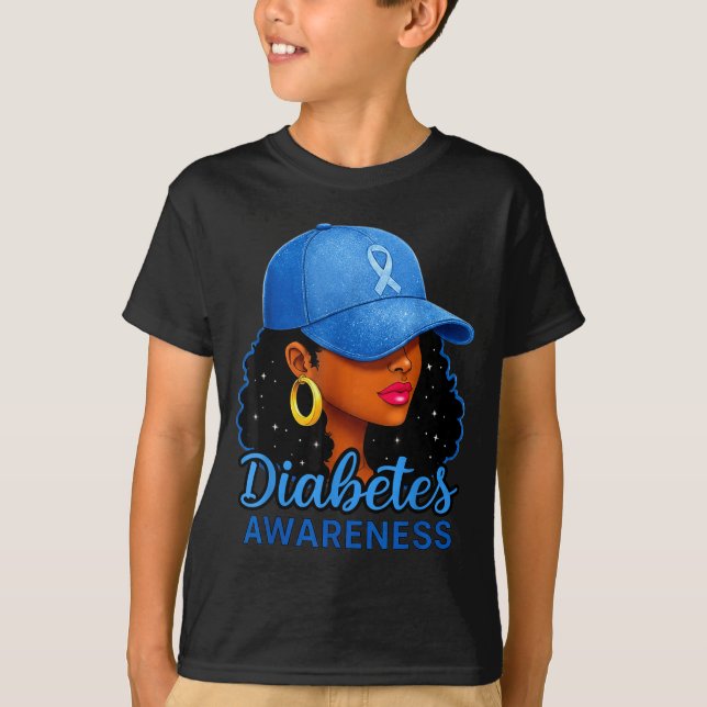 Funny Diabetes Awareness Month Black Women  T-Shirt (Vorderseite)