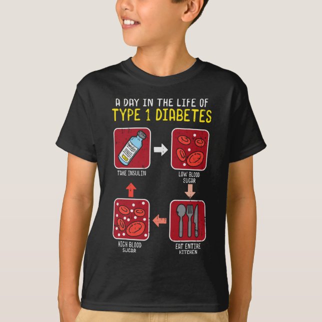 Funny Diabetic Typ 1 Lebenszyklus - Funny Diabetes T-Shirt (Vorderseite)
