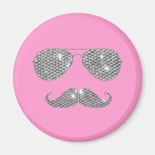Funny Diamond Mustache mit Brille Magnet