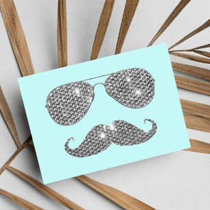 Funny Diamond Mustache mit Brille Postkarte
