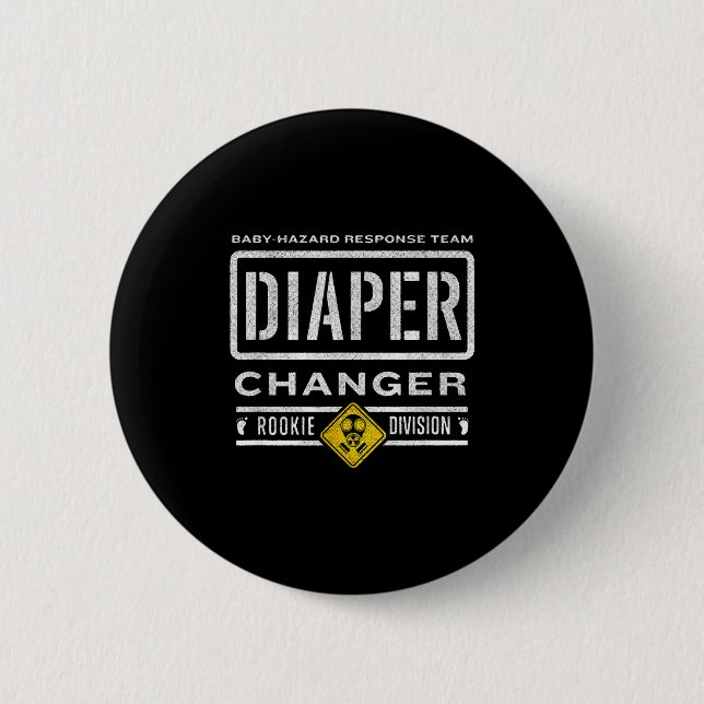 Funny Diaper Changer Duty - Expecting Baby New Dad Button (Vorderseite)
