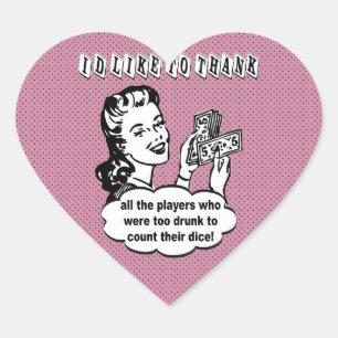 Funny Dice - Ich möchte mich bedanken Herz-Aufkleber