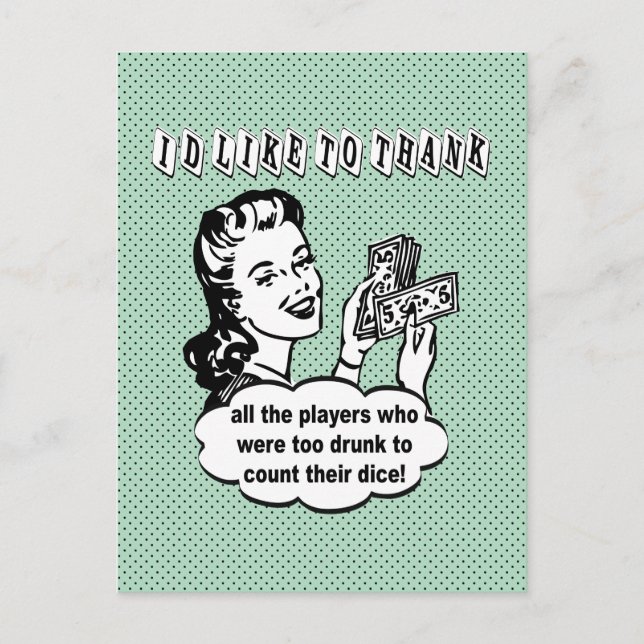 Funny Dice - Ich möchte mich bedanken Postkarte (Vorderseite)