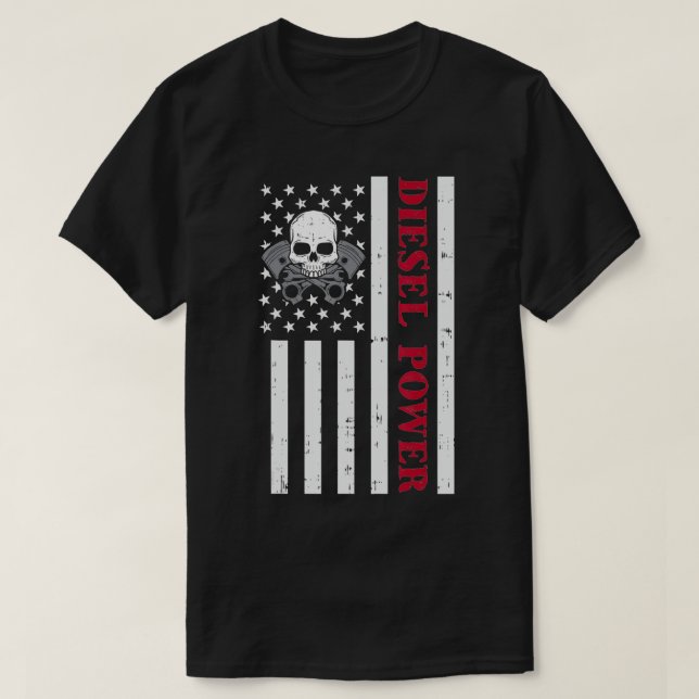 Funny Diesel Mechanical Motorrad American Diesel P T-Shirt (Design vorne)