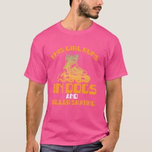 Funny dieses Mädchen läuft auf Hunden und Roller S T-Shirt