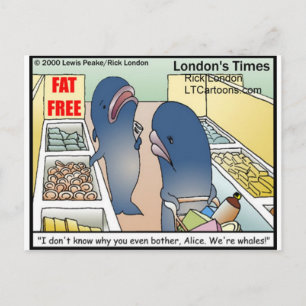 Funny Dieting Whales T-Shirts Tasse Cards & Gifts Postkarte