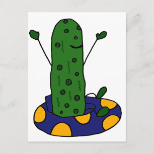 Funny Dill Pickle is Tubing Postkarte