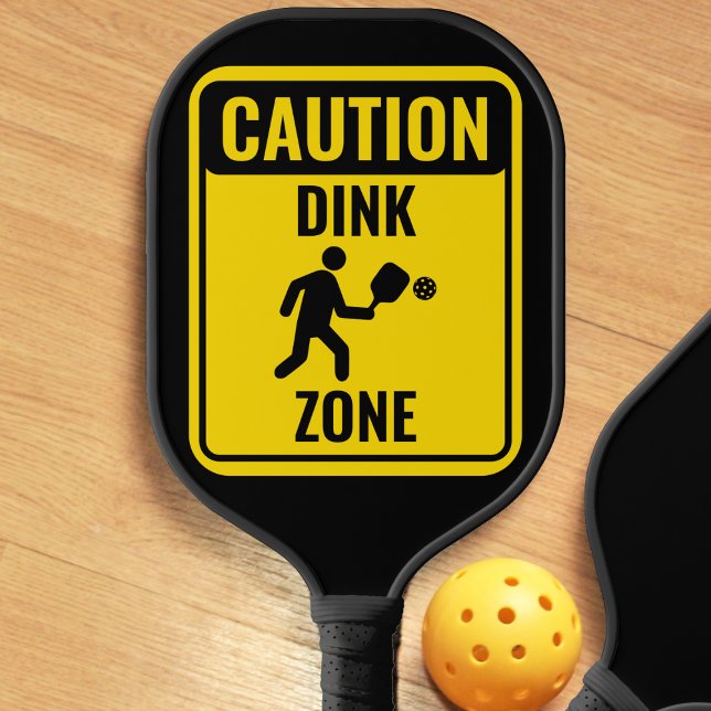 Funny Dink Zone Vorsicht Schild Gelb & Schwarz Pickleball Schläger (caution dink zone sign funny pickleball paddle)