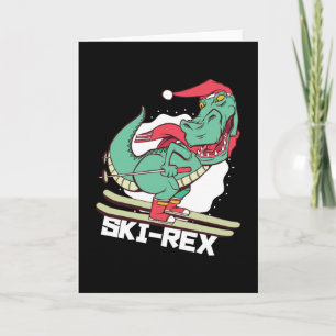 Funny Dino Ski Rex Skifahren Weihnachtsgeschenk Karte