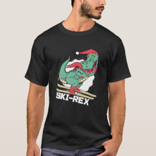 Funny Dino Ski Rex Skifahren Weihnachtsgeschenk T-Shirt