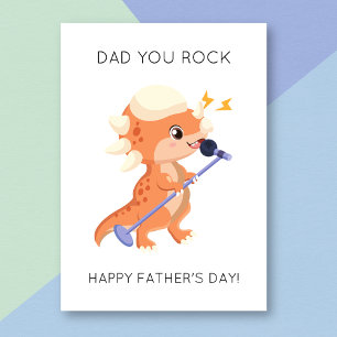 Funny Dino Vater You Rock Vatertag Card Karte