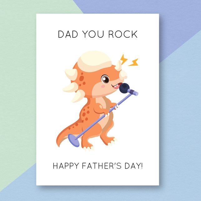 Funny Dino Vater You Rock Vatertag Card Karte (Von Creator hochgeladen)