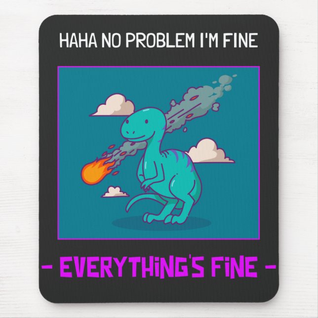 Funny Dinosaur Asteroid Alles ist schön Mousepad (Vorne)