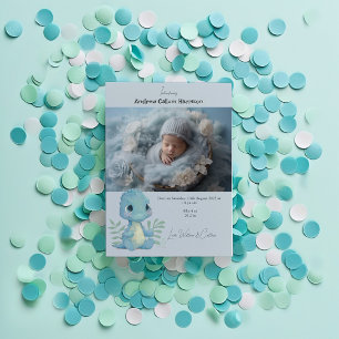 Funny Dinosaur Baby Boy Foto Geburtsankündigung