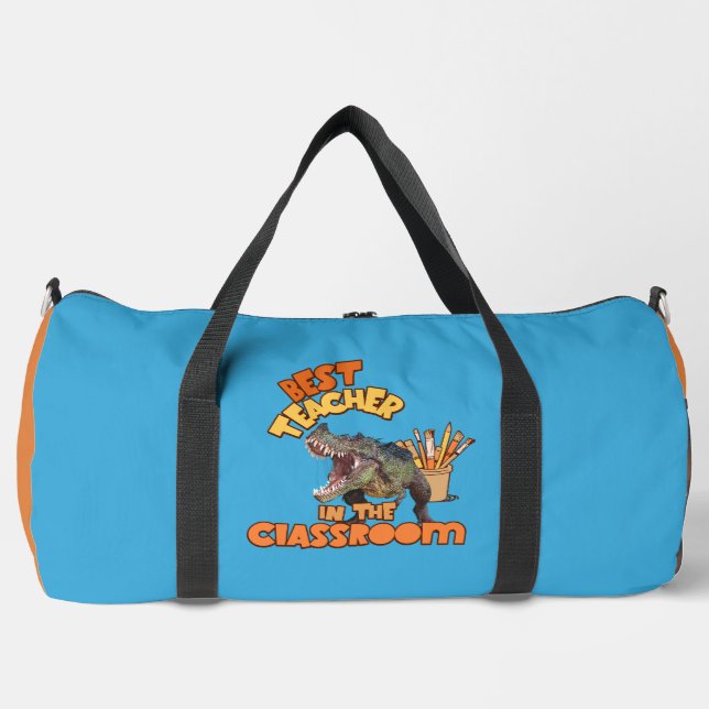 Funny Dinosaur Bester Lehrer im Klassenzimmer Duffle Bag (Vorderseite)