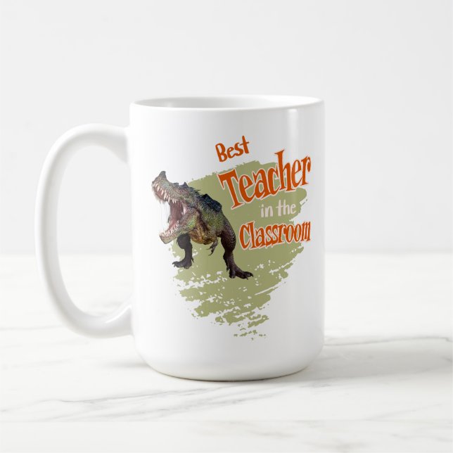 Funny Dinosaur Bester Lehrer im Klassenzimmer Kaffeetasse (Links)