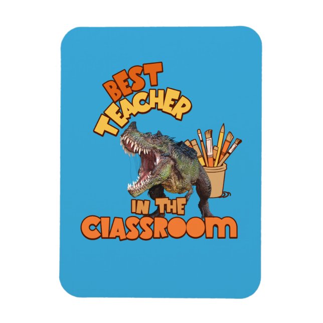 Funny Dinosaur Bester Lehrer im Klassenzimmer Magnet (Vertikal)