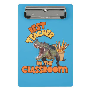 Funny Dinosaur Bester Lehrer im Klassenzimmer Mini Klemmbrett