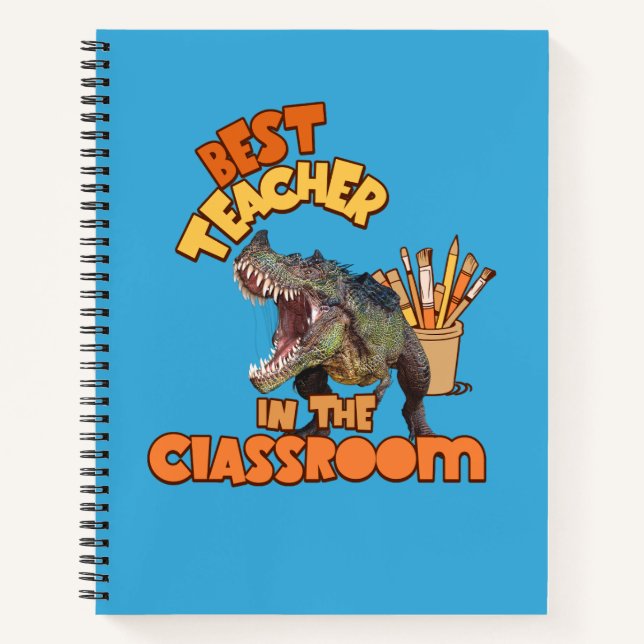 Funny Dinosaur Bester Lehrer im Klassenzimmer Notizbuch (Vorderseite)