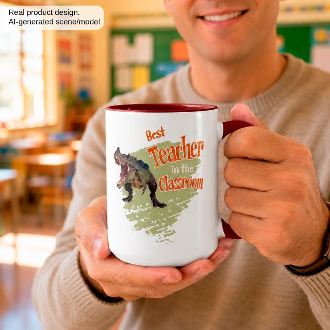 Funny Dinosaur Bester Lehrer im Klassenzimmer Tasse (Von Creator hochgeladen)