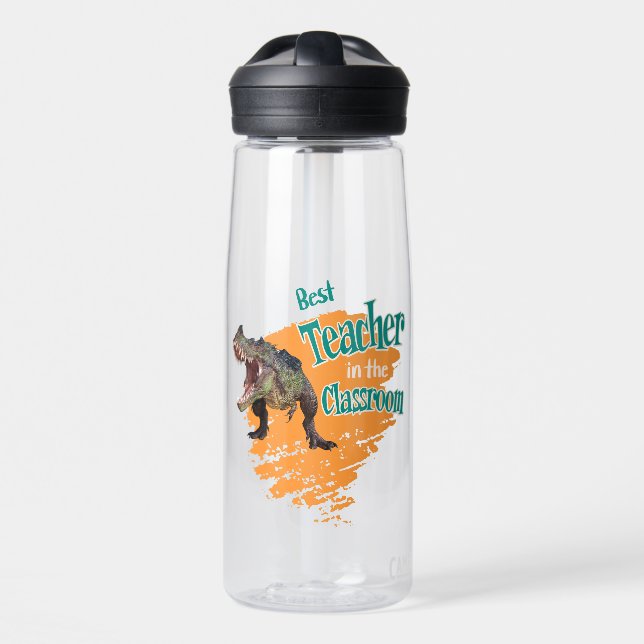 Funny Dinosaur Bester Lehrer im Klassenzimmer Trinkflasche (Vorne)