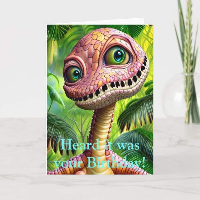 Funny Dinosaur Birthday Card bestellbar Karte (Vorderseite)