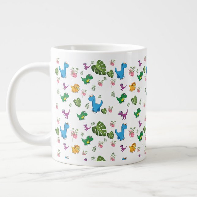 Funny Dinosaur Blätter Jumbo-Tasse (Links)