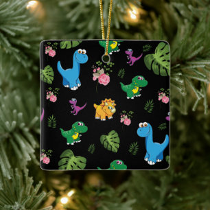 Funny Dinosaur, Blätter Keramikornament