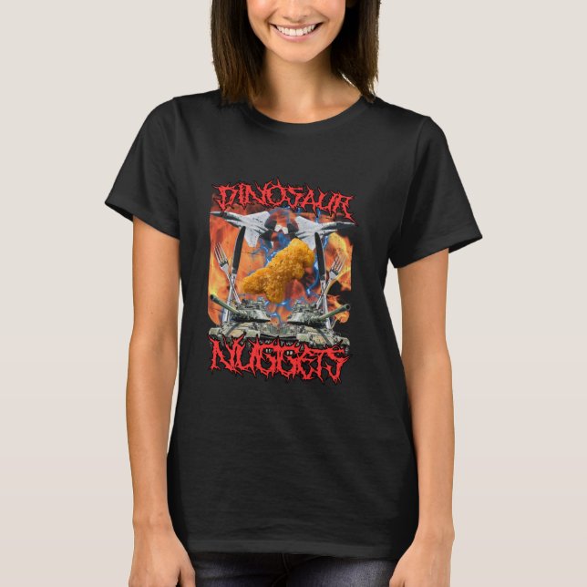 Funny Dinosaur Chicken Nugget Bootleg Hardcore Fla T-Shirt (Vorderseite)