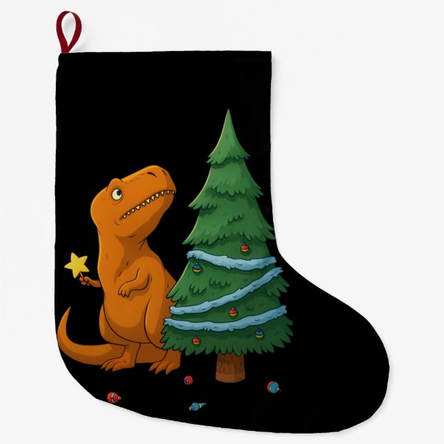 Funny Dinosaur Christmas – Cute T-Rex Holiday Großer Weihnachtsstrumpf (Vorderseite)