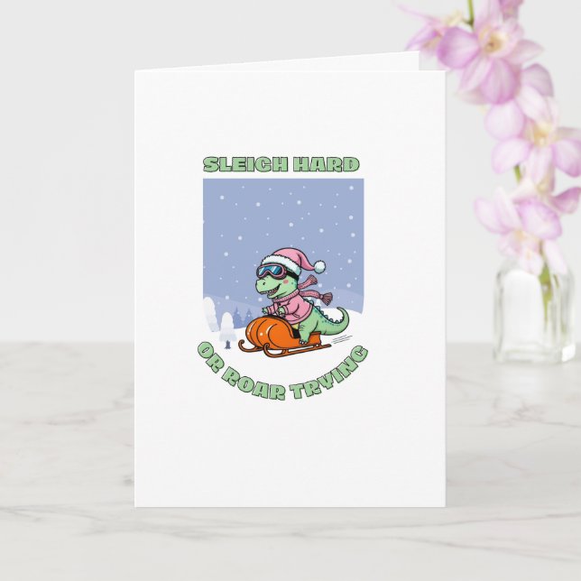 Funny Dinosaur Christmas Karte (Orchidee)