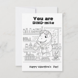 funny Dinosaur Coloring Maze Classroom Valentine Dankeskarte