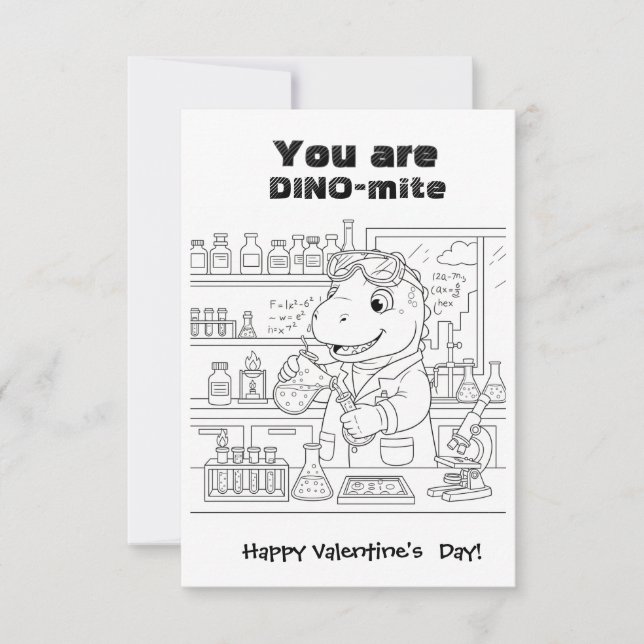 funny Dinosaur Coloring Maze Classroom Valentine  Dankeskarte (Vorderseite)
