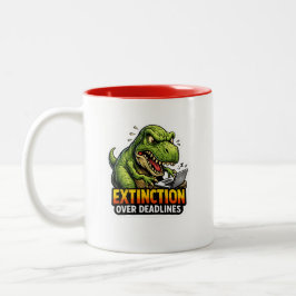 Funny Dinosaur Deadline Coffee Mug Zweifarbige Tasse