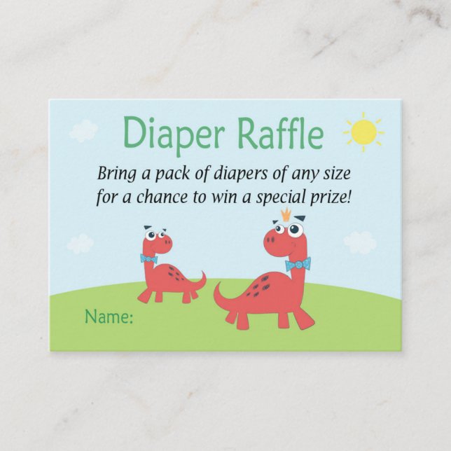 Funny Dinosaur Diaper Raffle Tickets (Vorderseite)