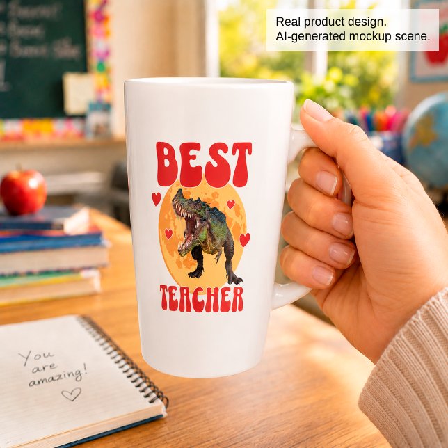 Funny Dinosaur Dino Bester Lehrer Milchtasse (Von Creator hochgeladen)