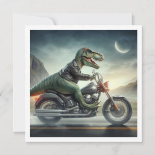 Funny Dinosaur, Dinosaurier auf Motorrad Geburtsta Einladung
