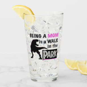 Funny Dinosaur Eine Mama ist ein Spaziergang im Pa Glas