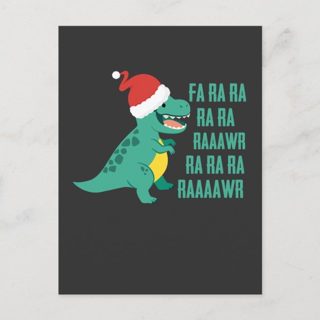 Funny Dinosaur Fa Ra Rawr Rawr Weihnachten TRex xm Postkarte (Vorderseite)