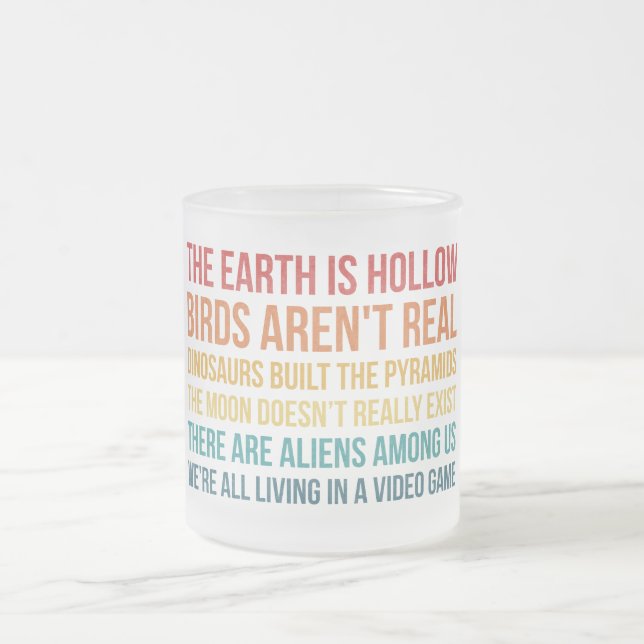 Funny Dinosaur Flat Earth Alien Verschwörungstheor Mattglastasse (Mittel)